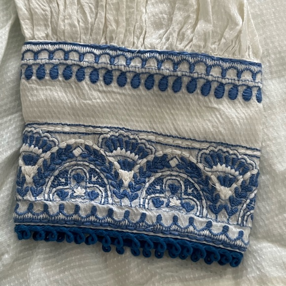 Free People dress, white with blue trim blue buttons Size large new - Picture 8 of 8